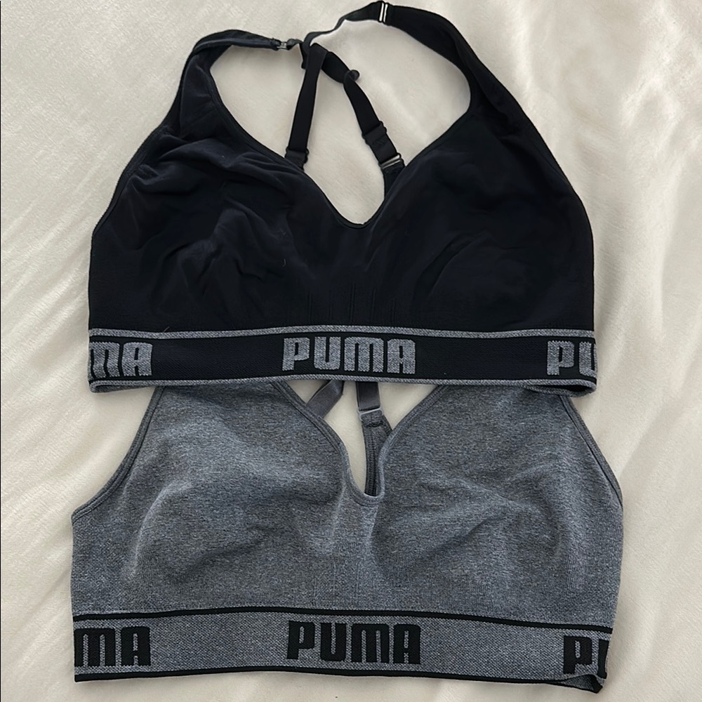 PUMA Women's Black and Gray Sports Bras